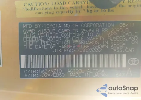 2012 Scion Tc Release Series 7.0 z USA, uszkodzony, nr VIN JTKJF5C70C3023332